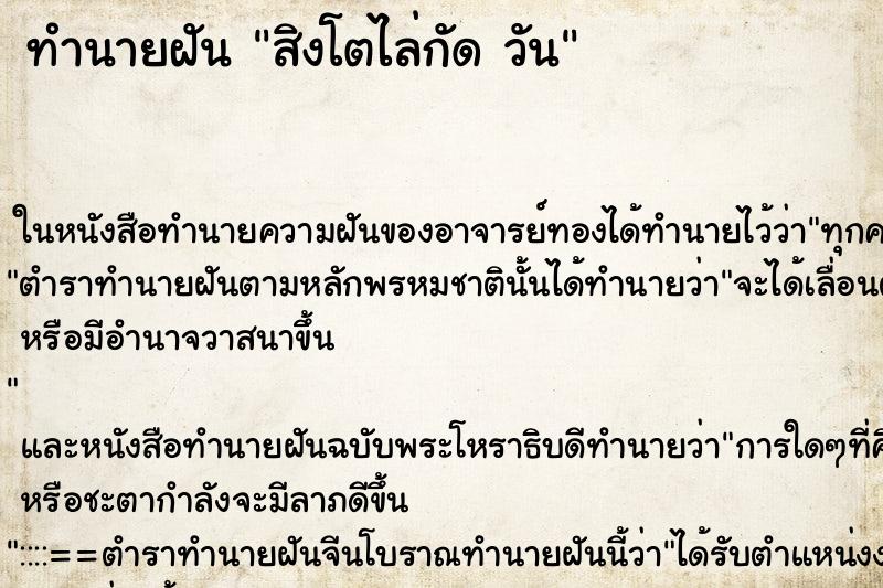 ทำนายฝันทำนายฝันสิงโตไล่กัดวัน